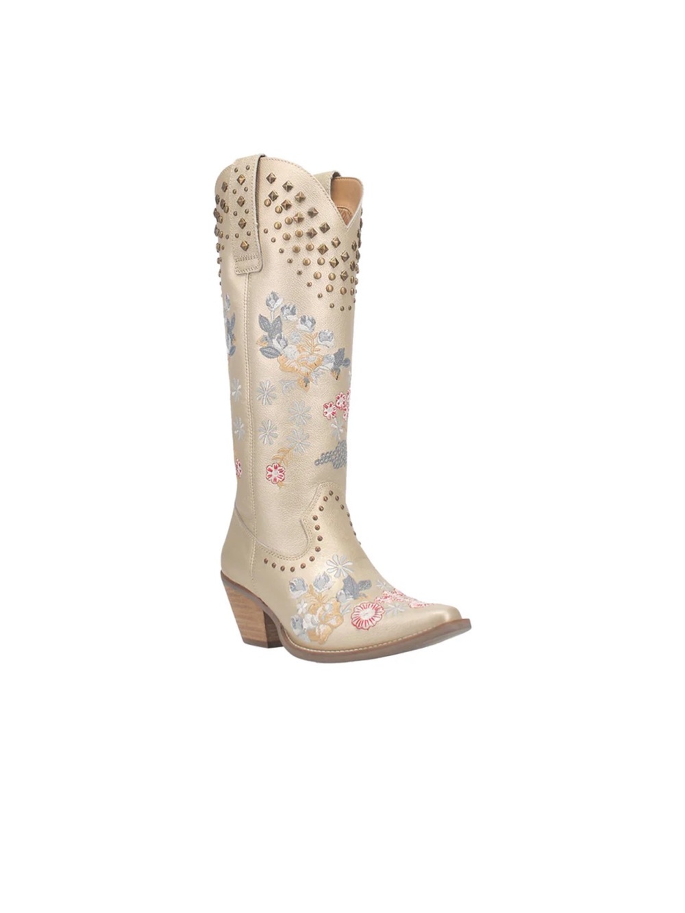 Dingo Embroidered Studded Cream / Gold Western Cowboy Boot New In Box